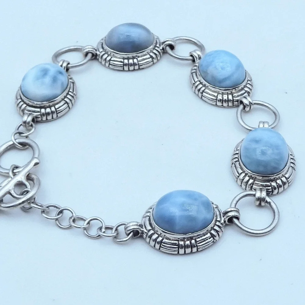 Bali Legacy Sterling Silver 925 Blue Larimar 34ctw Cabochon Toggle 7